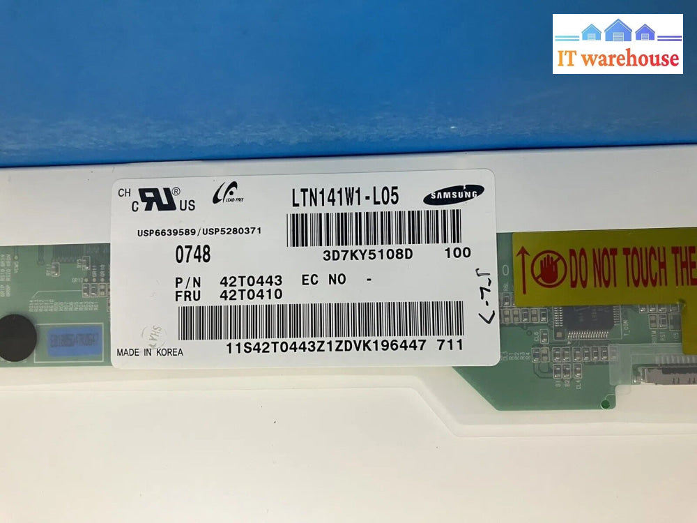 Samsung P/N 42T0410 Ltn141W1-L05 42T0443 14’ Lcd Screen For Lenovo R61 Laptop ~