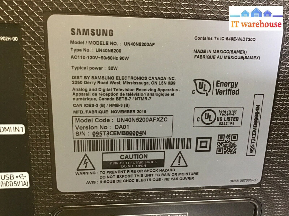 Samsung Un40N5200Afxza Un40N5200Af Power Supply Board Bn44-00851C Tested