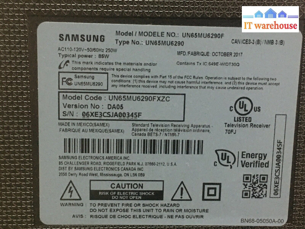 Samsung Un65Mu6290Fxza Power Supply Bn44-00808E / Pslf261S07B L65S6Nr_Msm