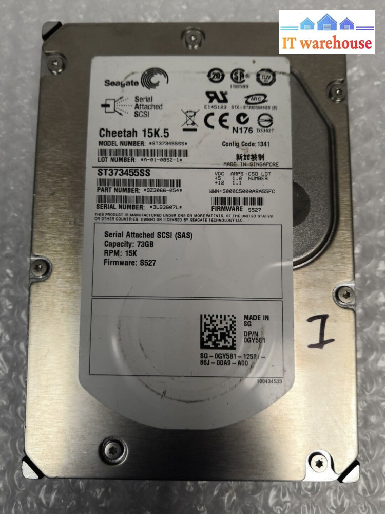 - Seagate 3.5’ 73Gb 15K Rpm Sas Hdd St373455Ss Gy581 @@@