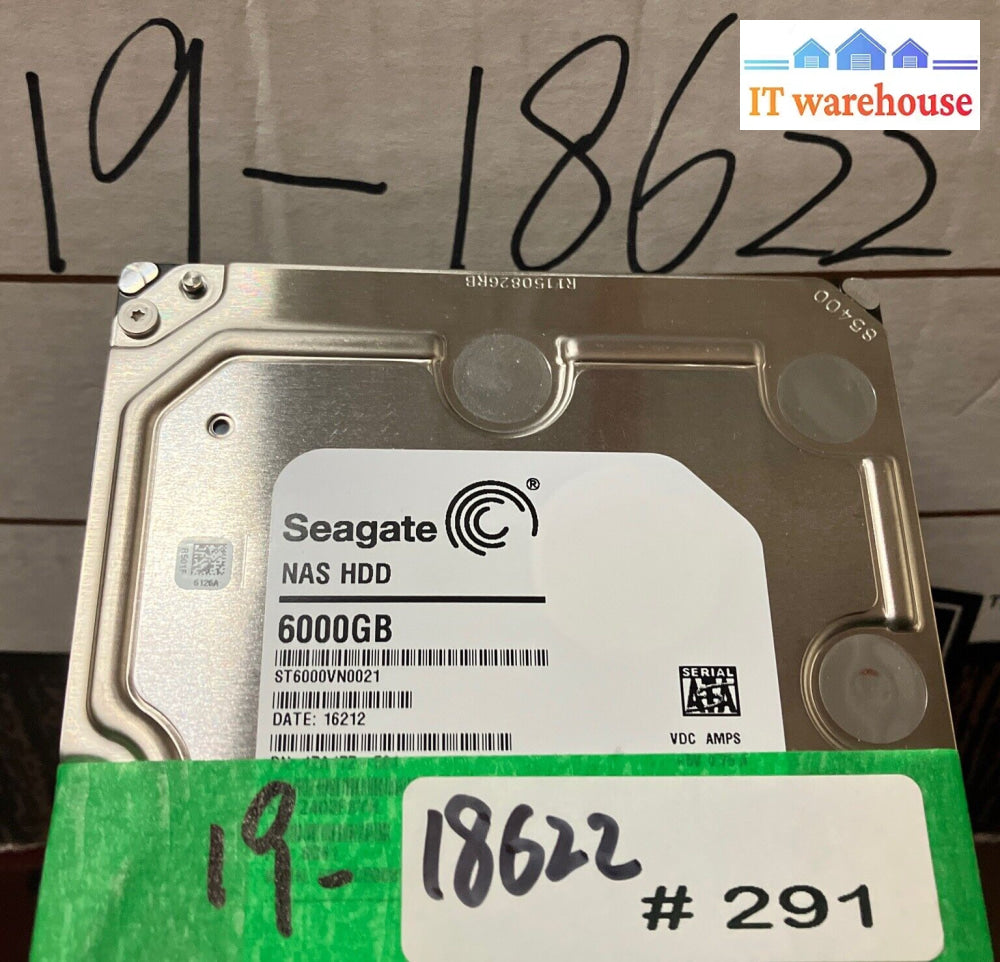 Seagate 6Tb Nas St6000Vn0021 Sata 3.5’ Hd 1Za17Z-501 (1000 Days Remaining)~