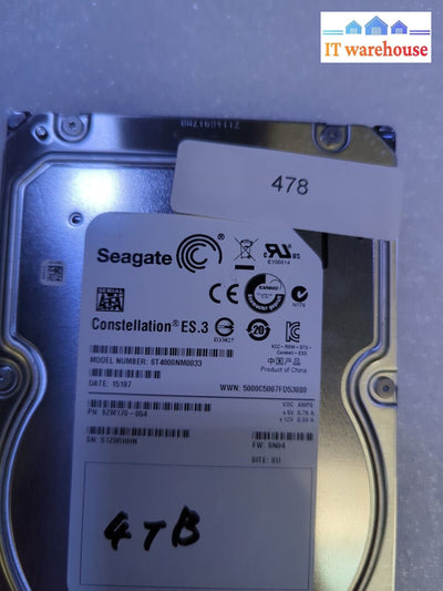 Seagate St4000Nm0033 4Tb 3.5’’ 6Gb/S 128Mb 7.2K Sata Hard Drive 9Zm170 Tested-