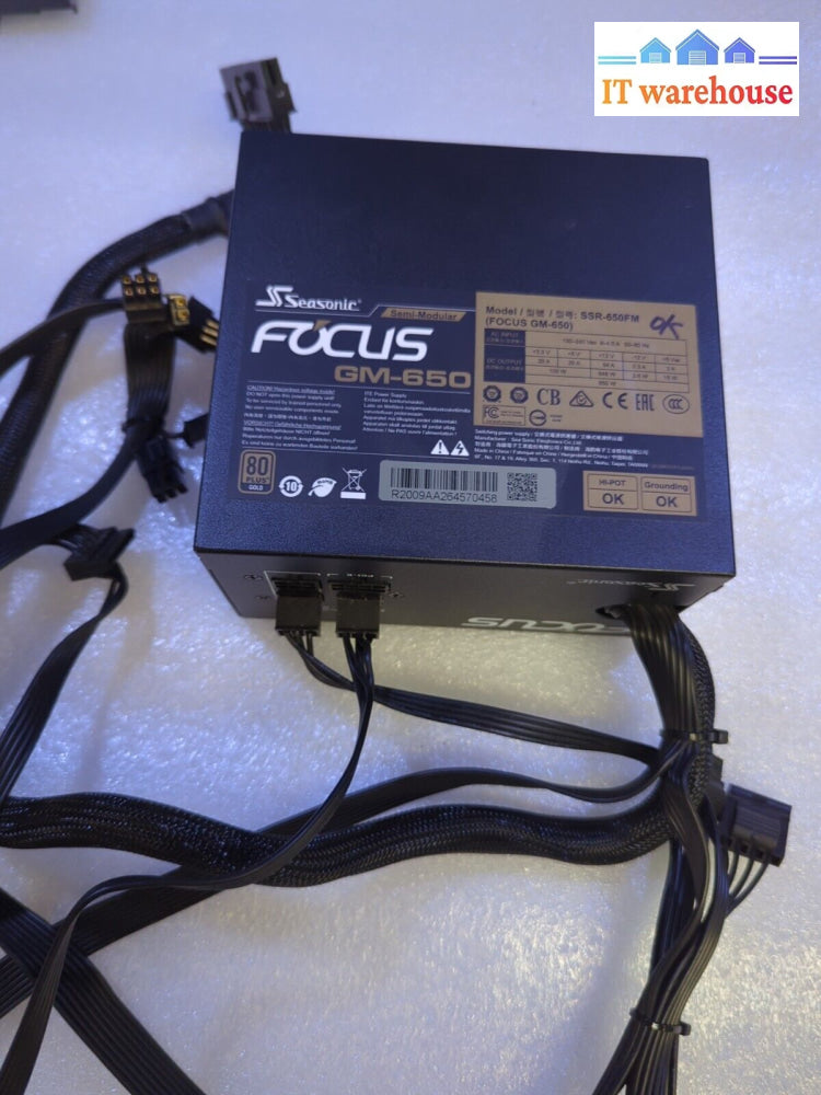 Seasonic Focus Gm-650 Ssr-650Fm 650W 80 + Gold Semi-Modular Atx Power Supply -