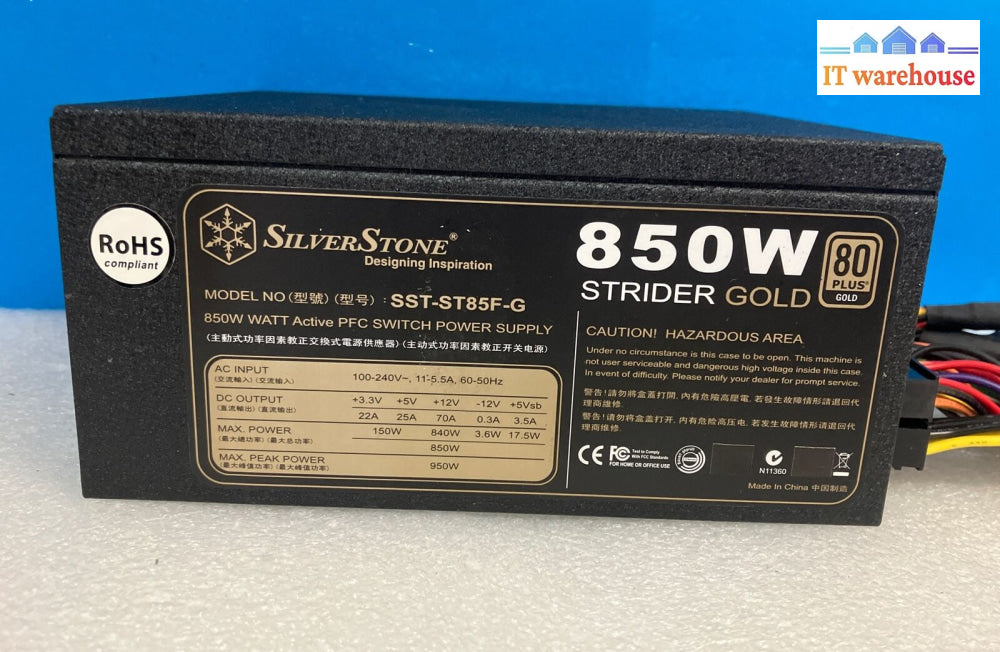 Silverstone Sst-St85F-G Strider Gold Series 80Plus 850W Atx Power Supply Tested~