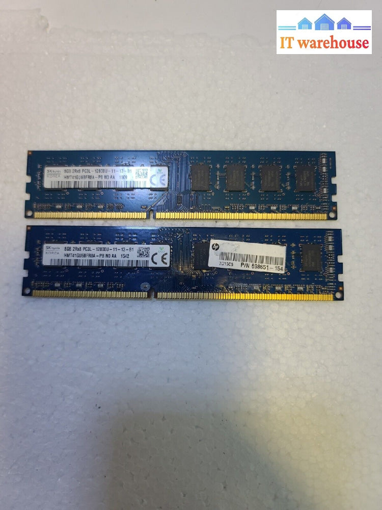 - Sk Hynix 16Gb(8Gbx2) Hmt41Gu6Bfr8A-Pb Pc3L-12800 Ddr3 Desktop Memory Tested