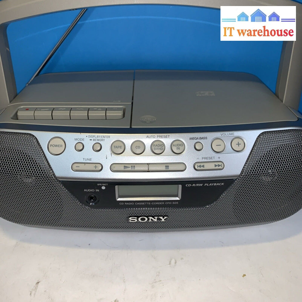 Sony Cd Player Am/Fm Radio Cassette Recorder Cfd-S05 Portable Boombox Mega Bass