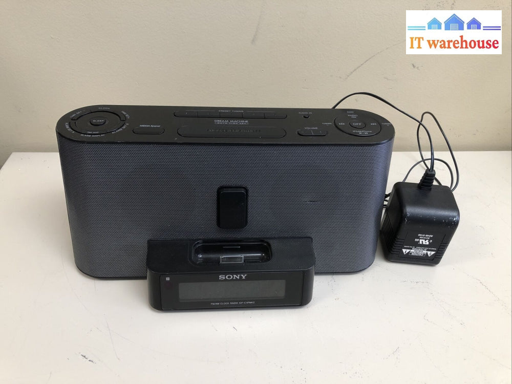 $ Sony Dream Machine Speaker Alarm Clock Radio Dock Icf-C1Ipmk2 Black /W Remote