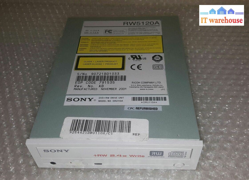 Sony Rw5120A November 2001 Ide Dvd + Rw Drive