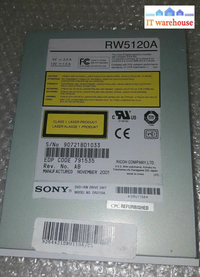 Sony Rw5120A November 2001 Ide Dvd + Rw Drive