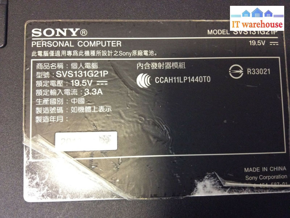 Sony S Series Svs131G21P 13.3’Laptop I5-3230M 4Gb New 128Gb Ssd Original Win 8