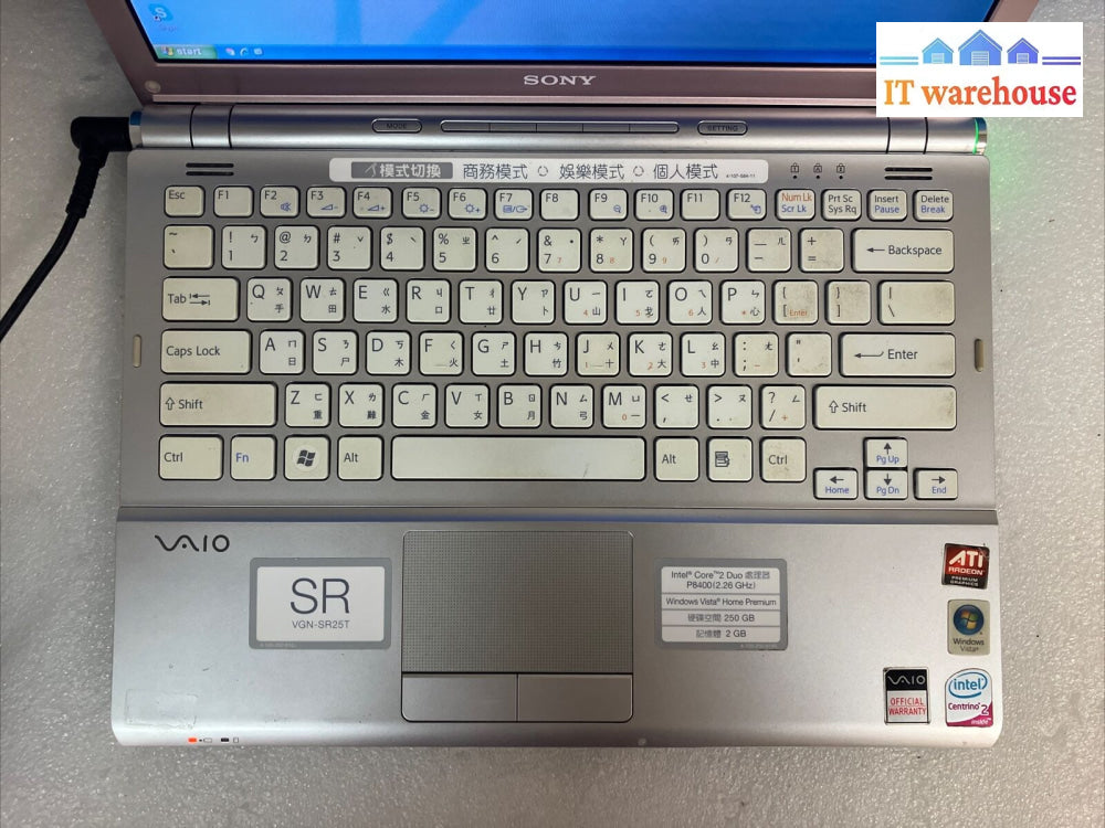 Sony Vaio Pcg-5P9P 13’ Laptop Intel C2D Cpu 2Gb Ram 250Gb Hdd Xp (Bad Batt) ~