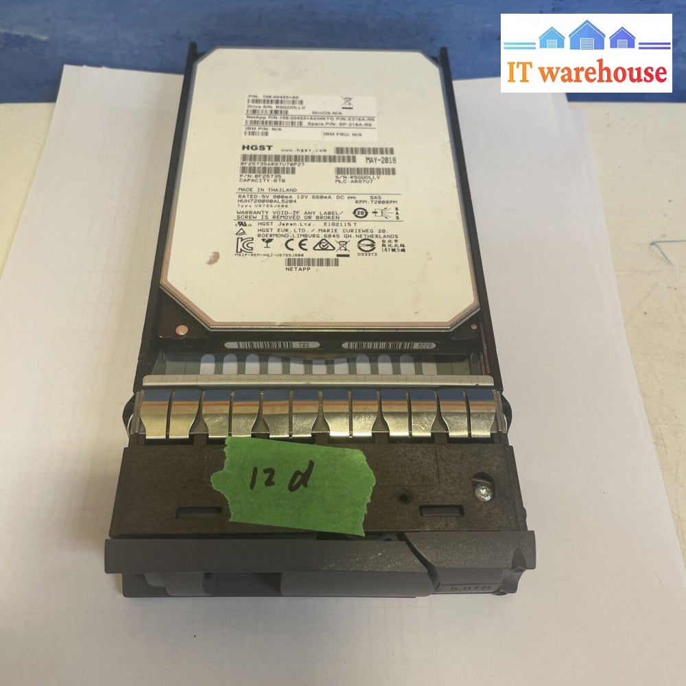 Sp-318A-R6 - Netapp 8Tb 7200 Rpm Sas 3.5’ For Ds4246 24 Bay (12 Days Used Only)