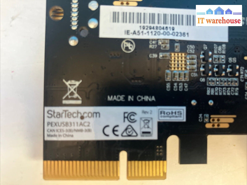 Startech Usb 3.1 Gen2 Pci-E Card Usb-A & Usb-C 10Gbps Per Port Pexusb311Ac2 ~