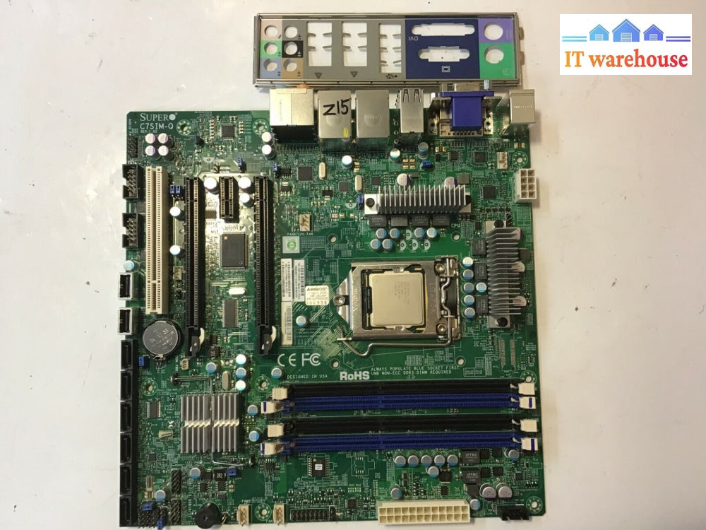 Super C7Sim-Q Motherboard Rev:1.02 W/ I3-560 Cpu + I/O Shield