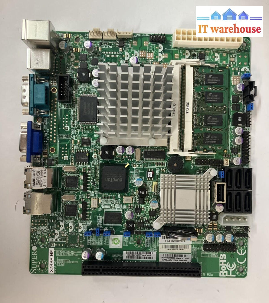 Supermicro X7Spe Motherboard With Intel Atom D510 Cpu & 1Gb Ddr2 Ram ~