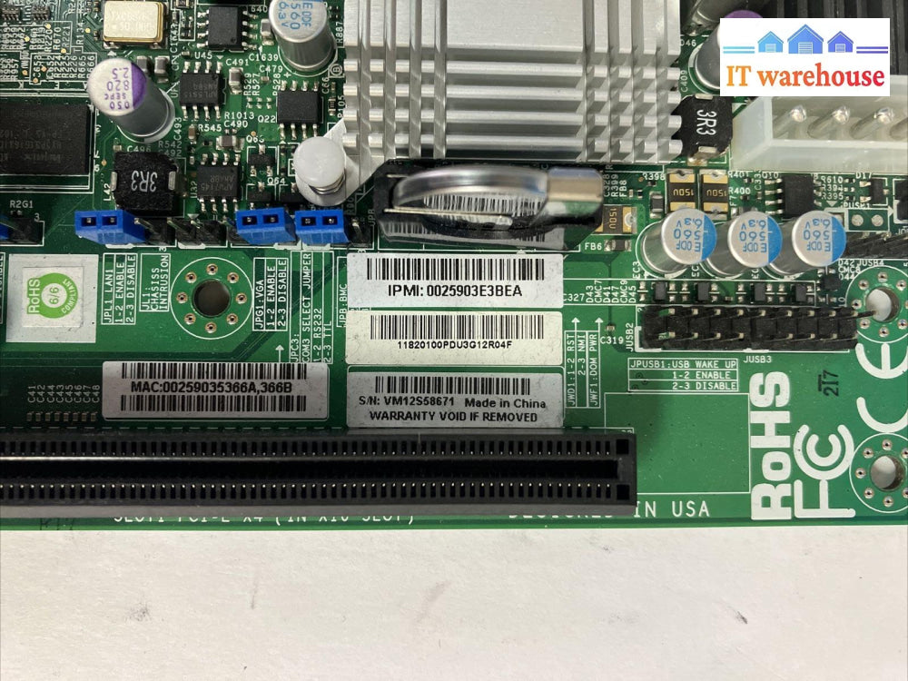 Supermicro X7Spe Motherboard With Intel Atom D510 Cpu & 1Gb Ddr2 Ram ~