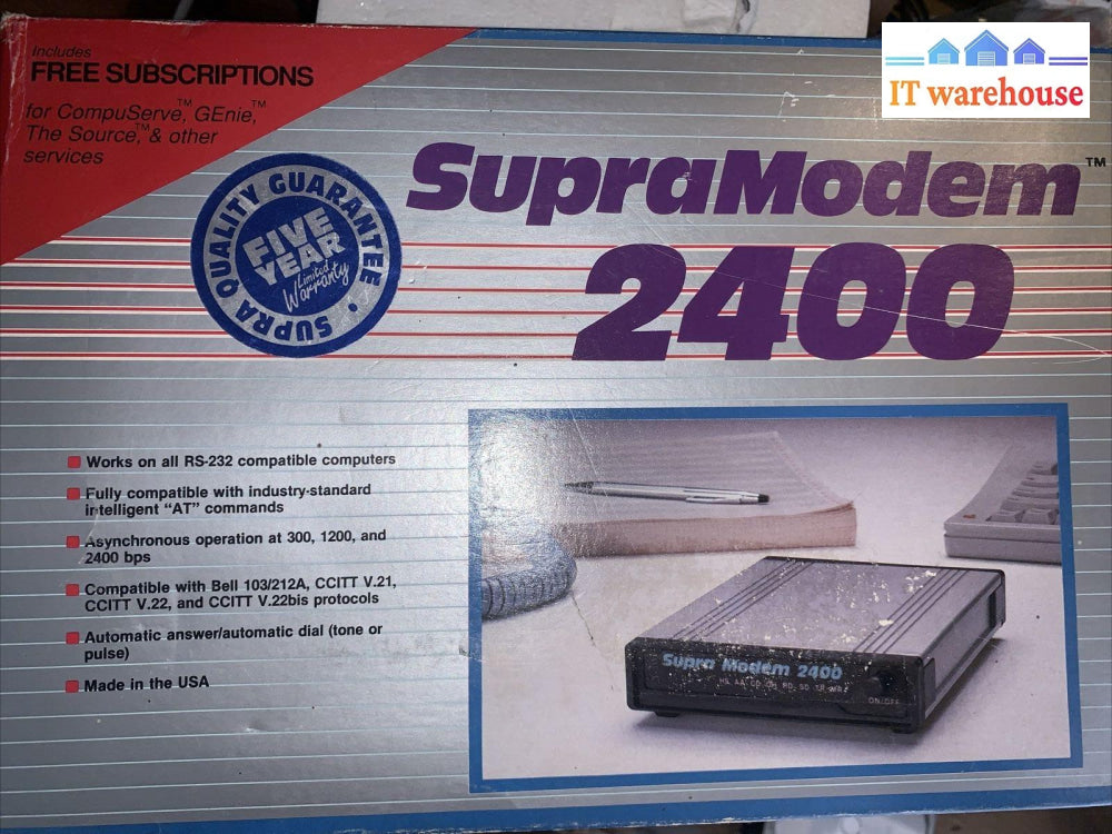 Supramodem 2400 Modem Telephone Rs232 Computer Networking New In Box