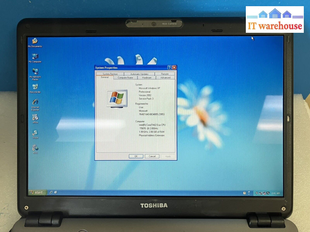 ~ Toshiba Satellite Pro U400 13.3’ Laptop C2D T5870 2Ghz 3Gb Ram 300Gb Xp Sp3