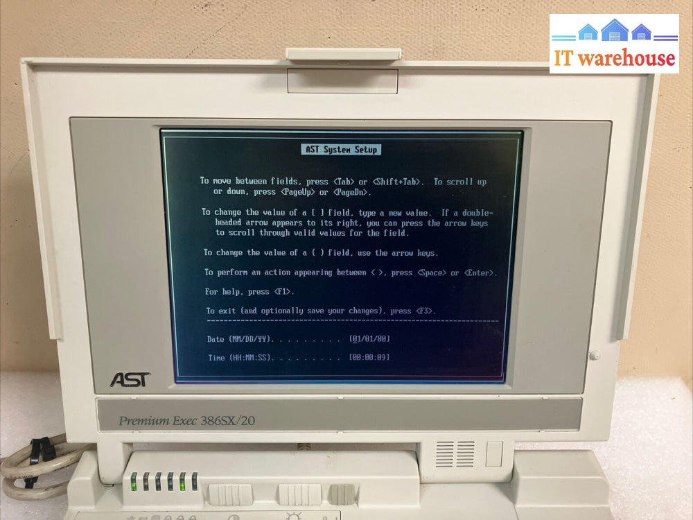 ~ Vintage Ast Premium Exec 386Sx/20 Laptop Computer (Bad Battery No Os Ac)