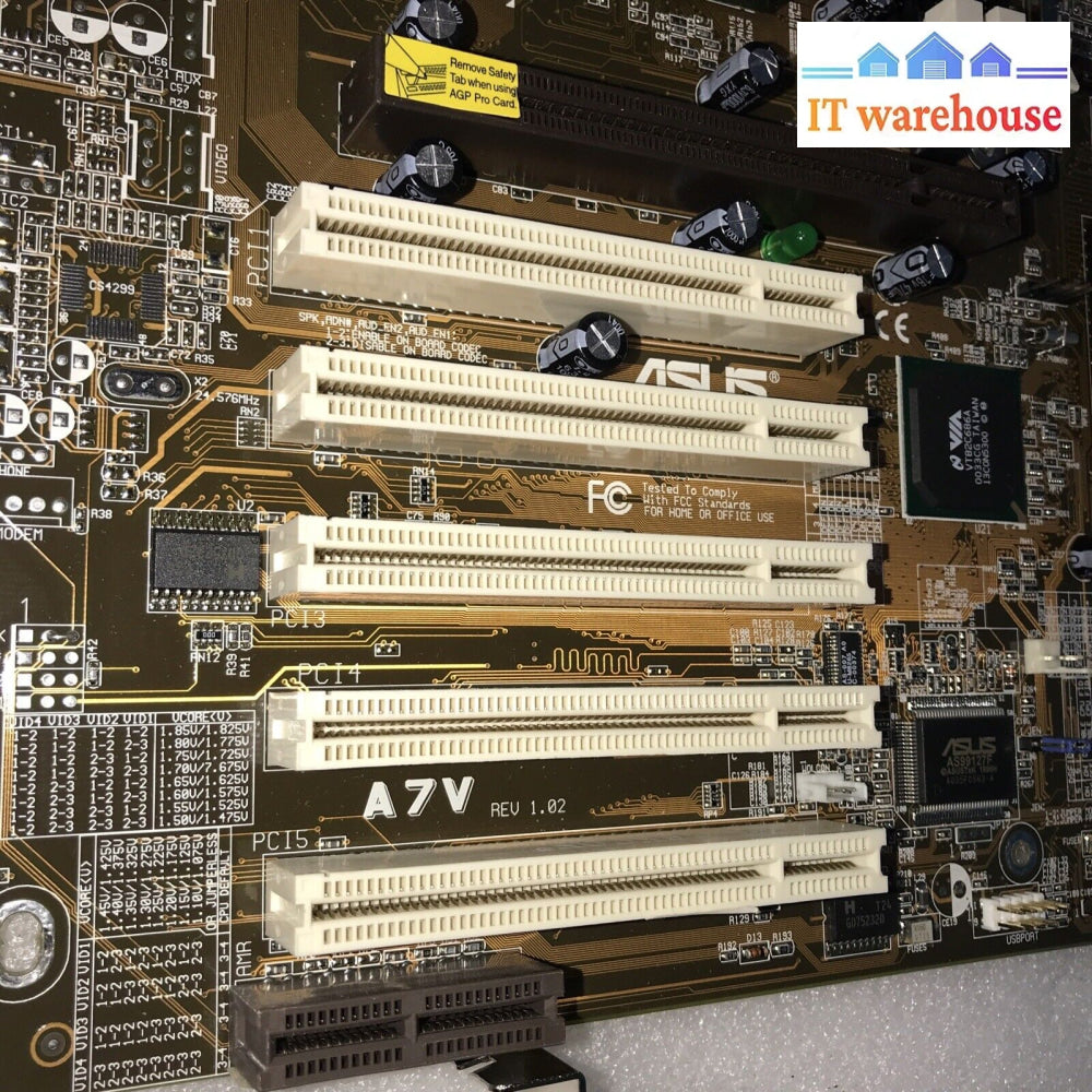 ~ Vintage Asus A7V Socket-462/A Kt133 Atx Motherboard W/ Video Card & I/O Plate