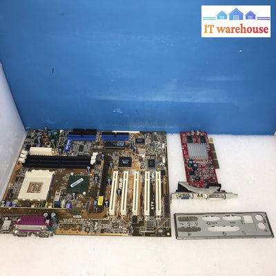 ~ Vintage Asus A7V Socket-462/A Kt133 Atx Motherboard W/ Video Card & I/O Plate