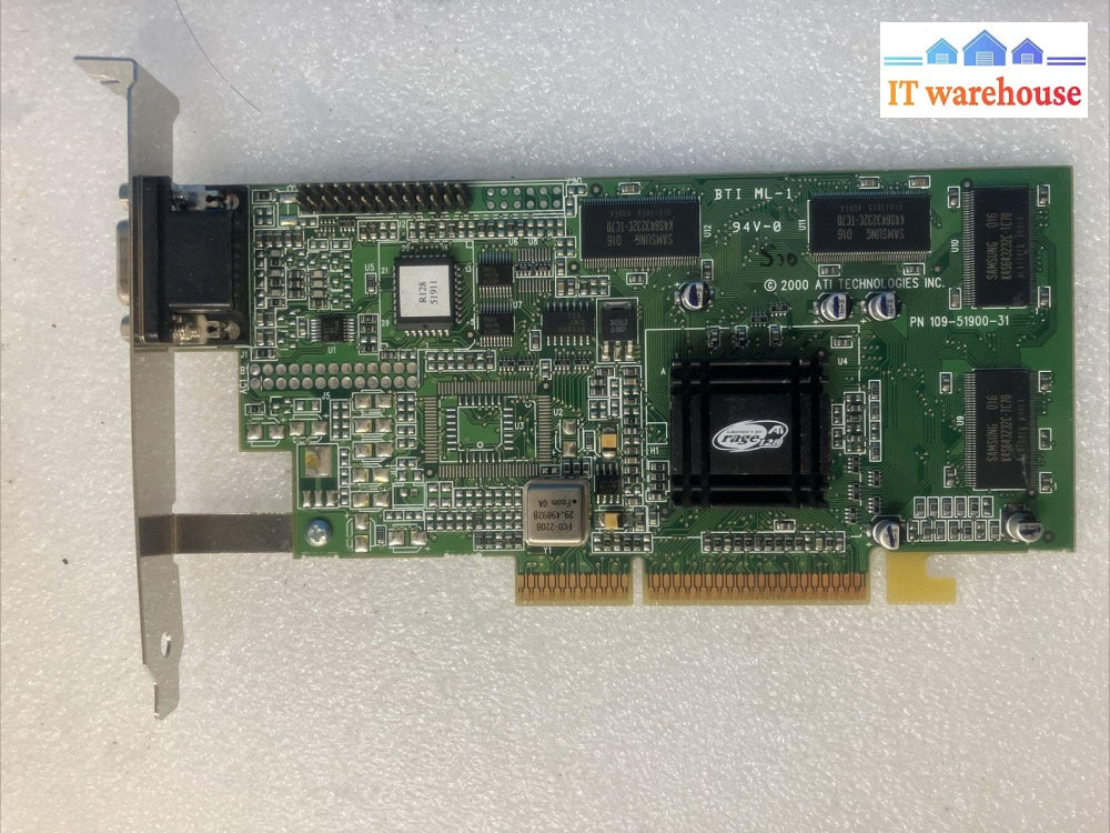 ~ Vintage Ati Rage 128 109-51900-31 Video Graphics Card Vga 32Mb Pn: 1025-63000