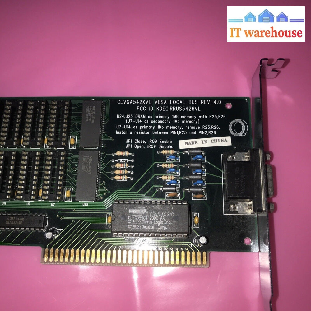 Vintage Cirrus Logic Clvga542Xvl Vl-Bus Video Card