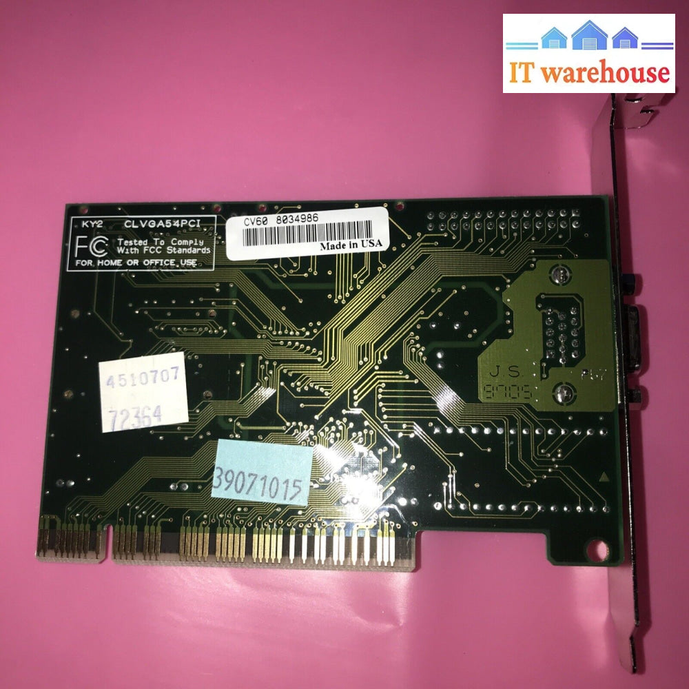 Vintage ~ Cirrus Logic Clvga54Pci 2Mb Pci Vga Graphic Video Card