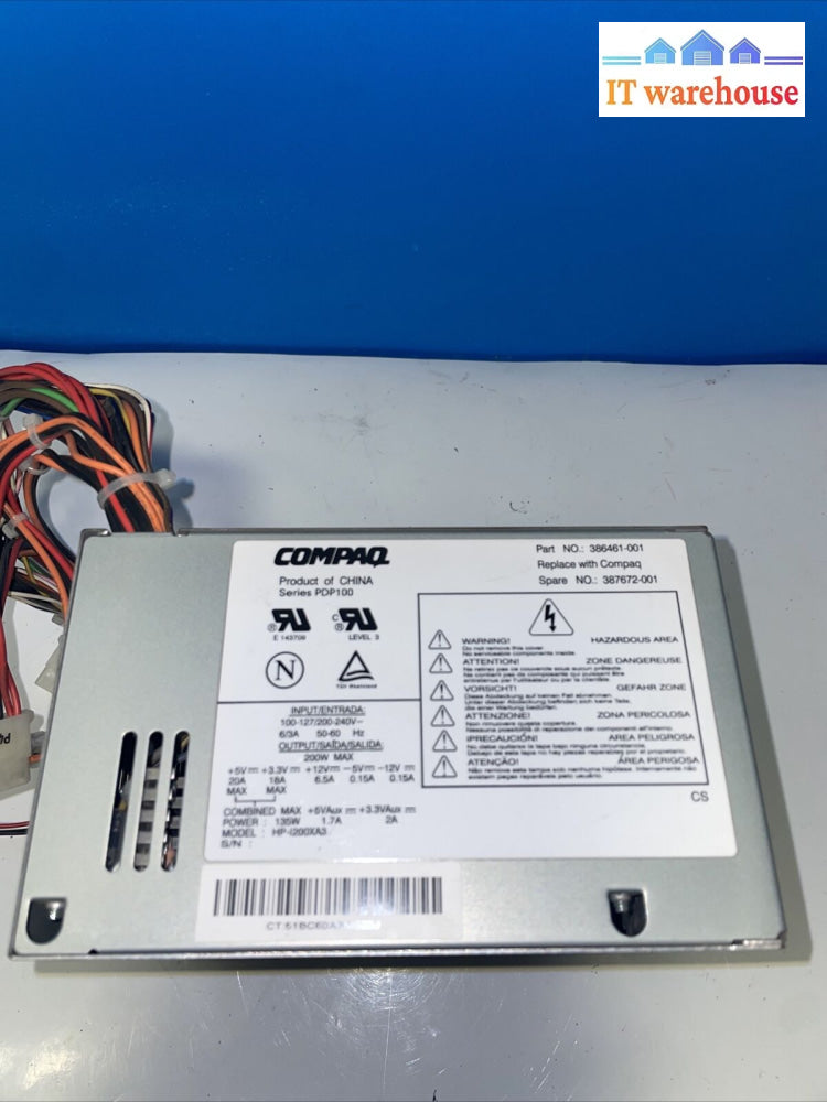 Vintage Compaq Pc 387672-001 386461-001 200W Power Supply