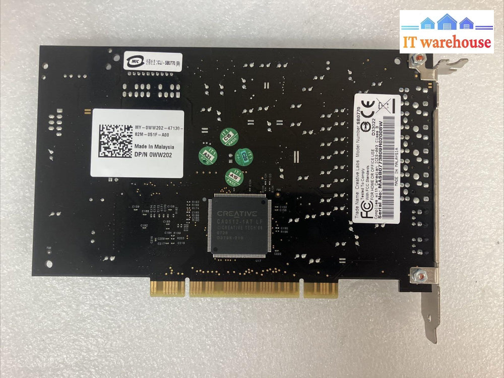 Vintage Creative Labs Sb0770 X-Fi Extreme Gamer Pci Sound Card P/N 0Ww202 ~