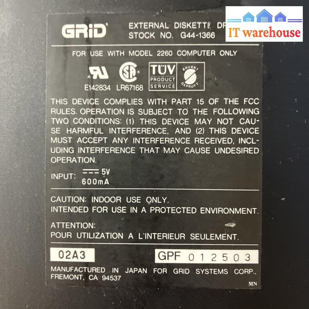 ~ Vintage Grid External Diskette Drive G44-1366
