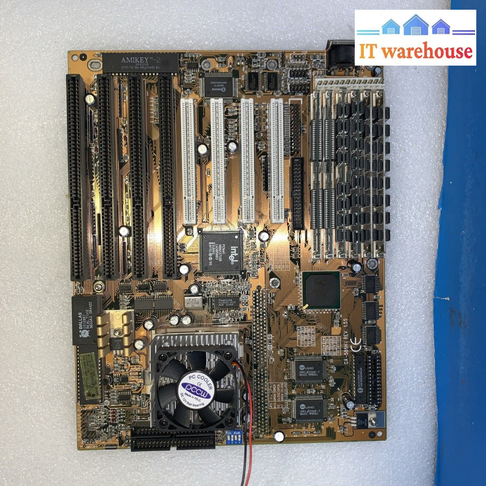 Vintage ~ Intel P55C Intel Pentium 166Mhz Cpu 48Mb Ram Motherboard Tested