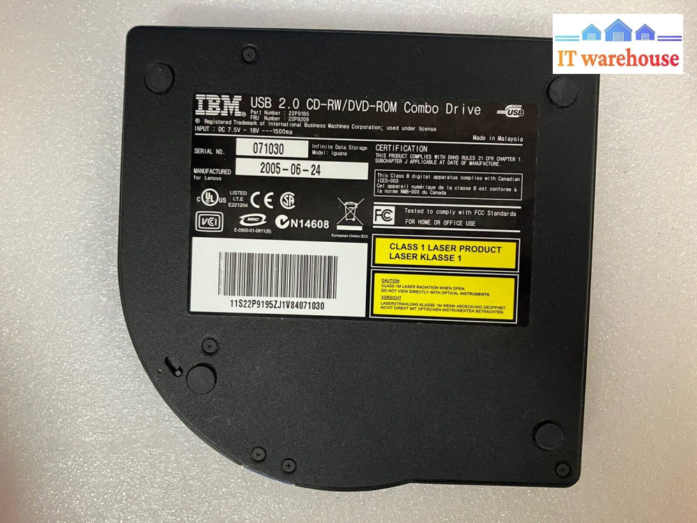 ~ Vintage Rare Ibm Cd-Rw Dvd-Rom Usb 2.0 Combo Drive 22P9195