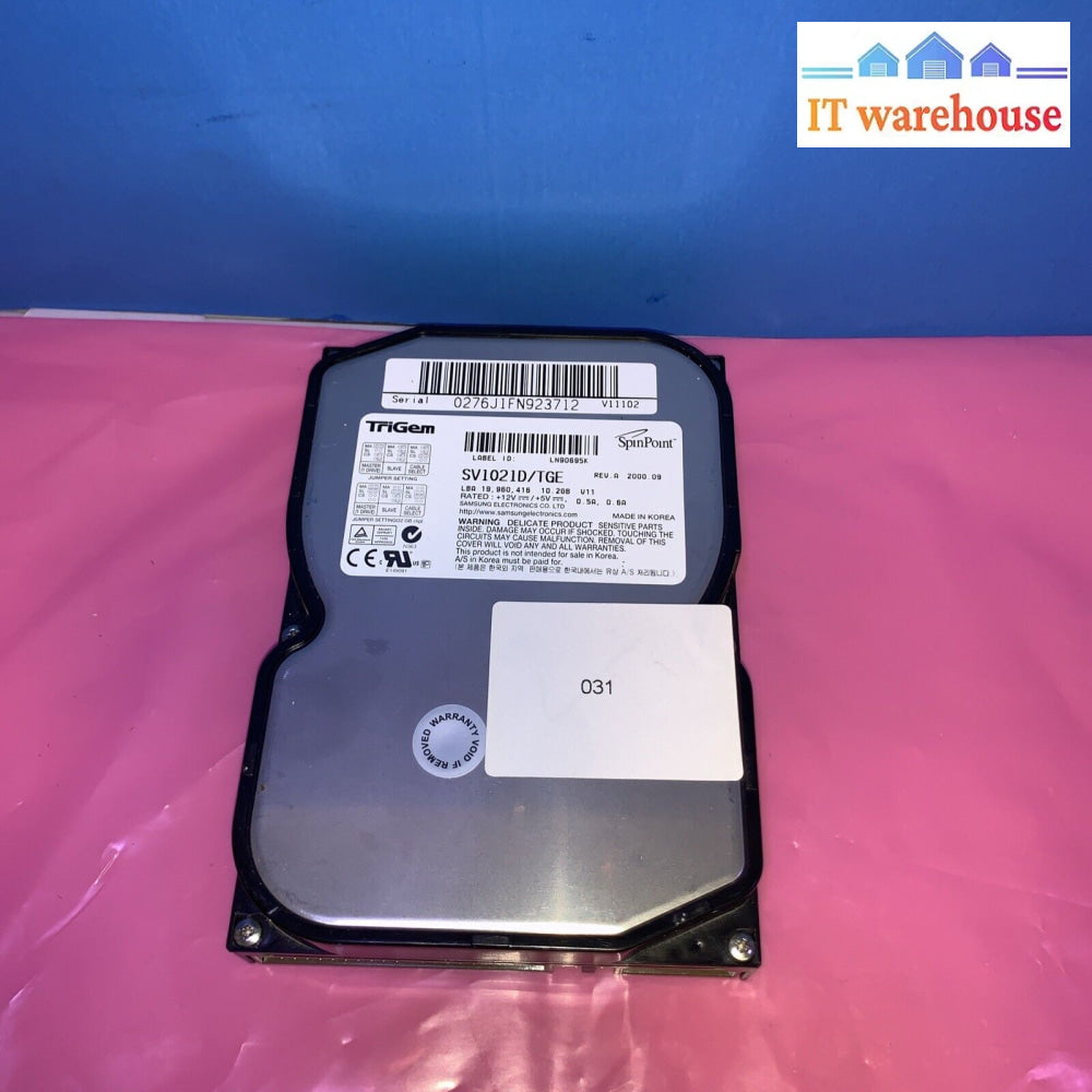 Vintage Samsung 10.2Gb 5400Rpm 3.5’ Ultra Dma 66 Ide Eide Hard Drive Sv1021D/Tge