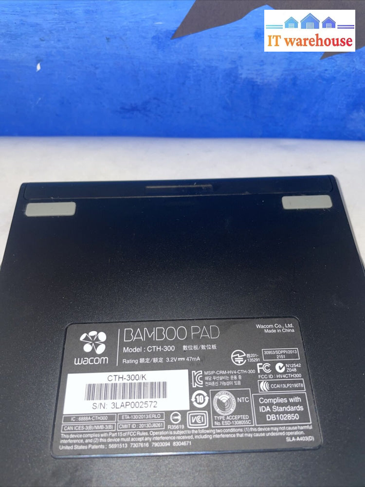 Wacom Bamboo Pad Wireless Touchpad With Stylus (No Receiver)- Cth300K