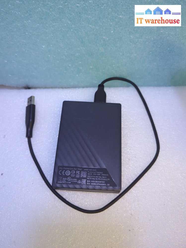 Wd Wdba2F0040Bbl 2821B My Passport 4Tb External 2.5’’ Hard Drive Black Tested -