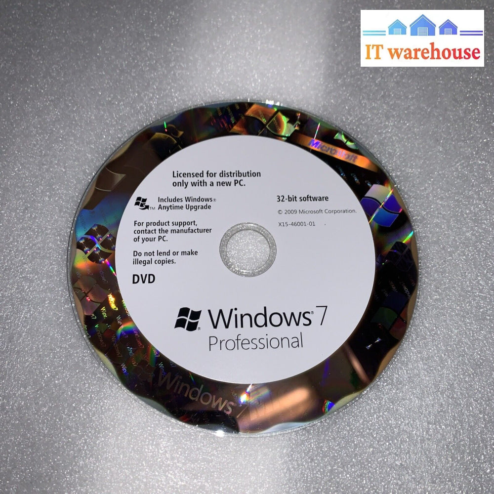 Windows 7 Pro 32-Bit Reinstallation Professional Dvd (No Key)