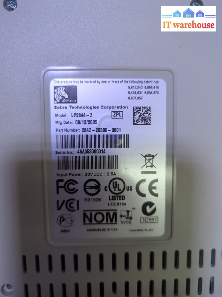 - Zebra Lp 2844-Z Thermal Barcode Label Usb Printer Tested