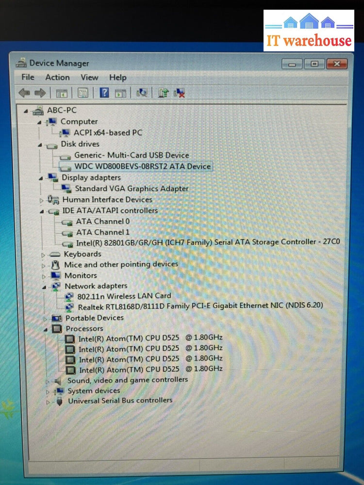 ~Zotac Zbox Hd-Id40 Mini Pc Intel Atom D525 Cpu / 4Gb Ram 80Gb Hdd Windows 7